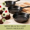 Cptoion 1 Set Mini Cast Iron Skillet, 4 Inch, Black