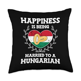 I Married A Hungarian Marriage Anniversary Wife Husband Throw Pillow, 18x18, Multicolor