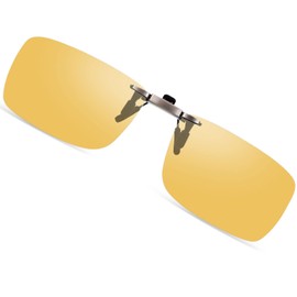 SOXICK Clip-On Polarized Sunglasses, Sunglasses, Clips, Over Glasses, One-touch Attaches to Glasses, Square Sunglasses, yellow