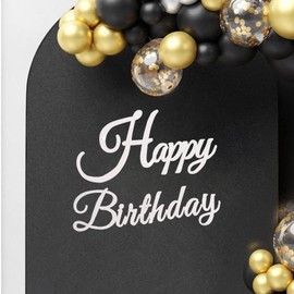 TONIFUL Happy Birthday Sign - Glitter White Felt Banner - Includes Dot Glue - Perfect for Wall Decr,Birthday Party Backdrop