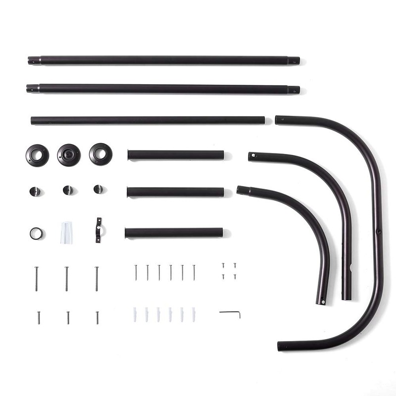 Shower Curtain Rod Hoop Square Shape Bathroom Heavy Duty No