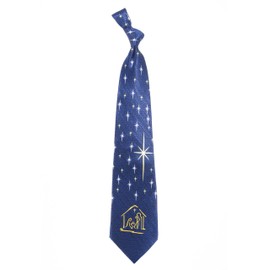 Eagles Wings Men's Finely Crafted Christmas Themed Necktie - Nativity