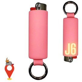 Lighter Holder for J6 BIC Lighters. Silicone case has a spring clip attached to easily secure your lighter to any bag, key ring or belt loop. (Pink)