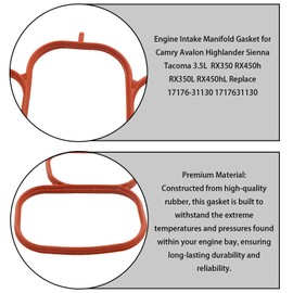 Engine Intake Manifold Gasket for Camry Avalon Highlander Sienna Tacoma 3.5L RX350 RX450h RX350L RX450hL Replace 17176-31130 1717631130