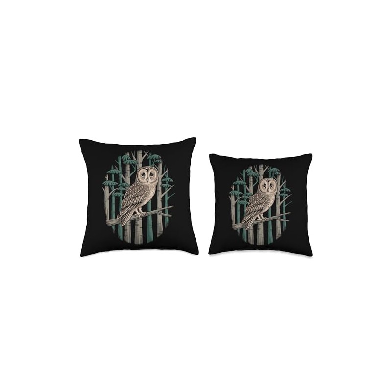 Wise Owl Perched In Mystical Forest Throw Pillow