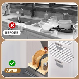 Racgrul Tray Dividers for Kitchen Cabinets, Cabinet Dividers with Sloped Design for Round Plates, Sheet Pan Organizer for Cutting Boards, Lids, Bakeware, Fits Most Cabinets