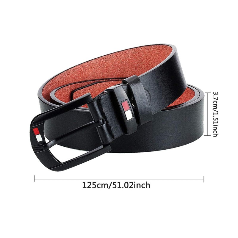 Zliger Men's Leather Belt Pin Buckle Black for Jeans Casual