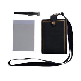 Teanea Refillable Small To Do List Notepad with Lanyard and Pen, Memo Notepad for Elderly, Black + 1 Refill