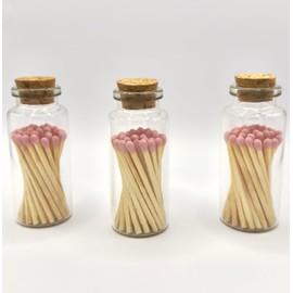 3X Small Pink Tip Matches in a Jar with Striker on Base, Matches for Candles, Wedding Matches, Pink Matches