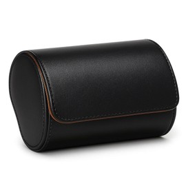 Homde Travel Watch Box Leather: Traveling Case for Men - Luxury Watch Roll for Wristwatch on the Go (black, M)