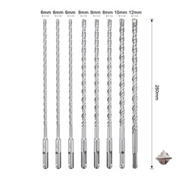MOXPIFY 260 mm SDS Plus Drill Bit Set 6, 6, 6, 8, 8, 8, 10, 12 mm Set for Concrete and Masonry (7 Pieces)