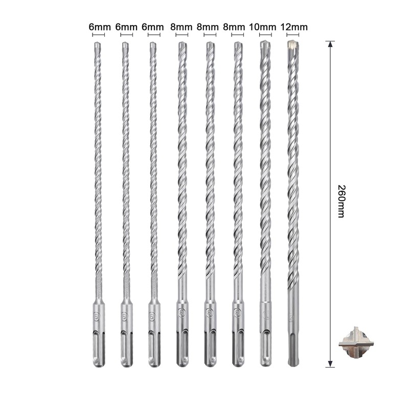 MOXPIFY 260 mm SDS Plus Drill Bit Set 6, 6,