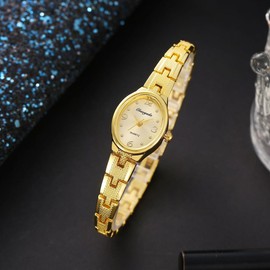 VILKFY Fashion Watches for Women Small Gold Bracelet Watches Ladies Analog Quartz Wrist Watches (Gold)