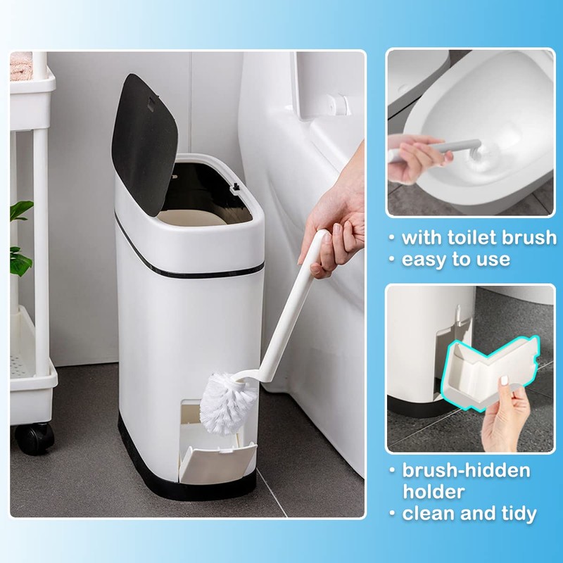 COMODID 3.7 Gallons Bathroom Trash Can and Toilet Brush Set,