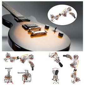 Unxuey Electric Guitar Wiring Harness Kit 2V 2T 3 Way Toggle Switch Big 500K Pots&Jack Black Tip Cap Electric Guitar Replacement for SG Guitar