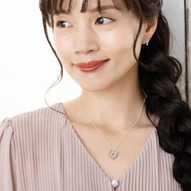 Mirai-tenshi Women's Necklace, Birthstone Compatible, Heart, Wing, Silver Pendant Necklace, Silver