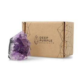 Deep Purple Project Amethyst Crystal Geode Spiritual Healing Rocks Cluster Quartz Stone (250 Grams or Less, Amethyst Purple)