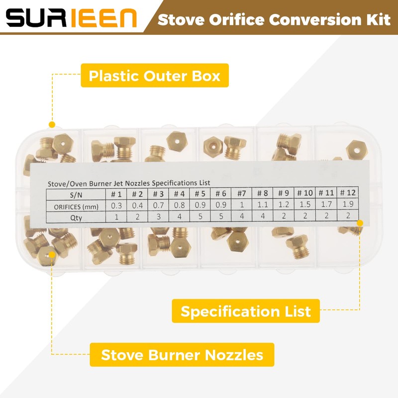 SURIEEN Range Stove Oven Orifice Conversion Kit, Natural Gas to