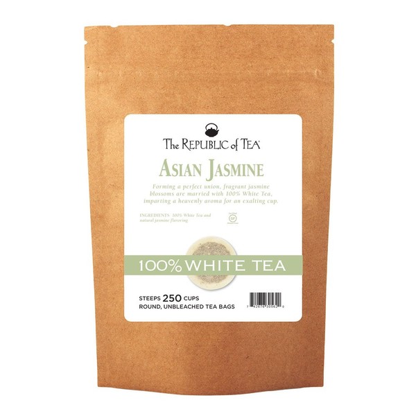 The Republic of Tea Asian Jasmine White Tea, 250 Tea Bags, Authentic 100% White Tea, Low Caffeine