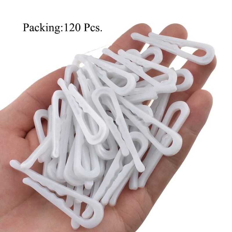 HAHIYO 2inch/50mm 120Pcs White Plastic U Shape Alligator Clip, Clothespin