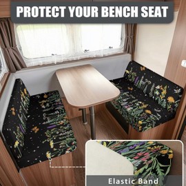 Mintulipy Floral RV Dinette Cushion Covers, Waterproof Camper Cushions Cover,RV Dinette Seat Covers, Cushion Slipcovers for Trailer Including 1 Backrest Cover & 1 Bench Cover