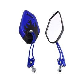ESUPPORT Blue Motorcycle Motorbike 8mm 10mm Rearview Side Mirror ATV Scooter Bike Flame Fire
