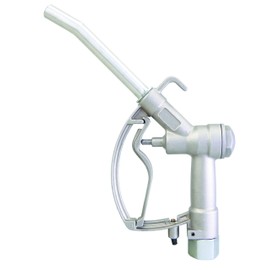 Groz 1-Inch NPT Manual Fuel Nozzle with Swivel | 20 GPM | 50 PSI | for Manual & Electric Fuel Pumps | Continuous Flow Switch for Unattended Dispensing | Curved Spout All Metal (45594)