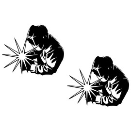 2 Pack - American Welder | Decal Vinyl Sticker Graphics for Car Truck SUV Van Window Laptop Tumbler| 5.5" Width by 4.4" Height HGC2290.070M Matte Black
