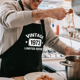 51th Birthday Gifts for Men 1973 51 Year Old Birthday Gifts for Women Funny Chef Aprons for Cooking Grilling BBQ Retirement Gifts for Husband Wife Dad Mom Friends