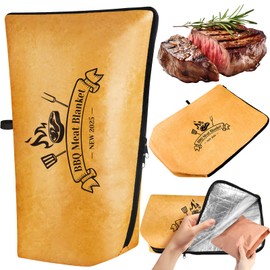 BBQ Blanket for Resting Meat 21 in Reusable Insulated Smoker Grilling Meat Resting Bag with Dual Zippers, Wide Mouth Design for Large Briskets/Pork Shoulders/Turkeys, Grill Gifts