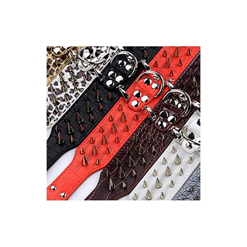 haoyueer Sharp Studded Dog Collar 2 Inch Wide Stylish Leather