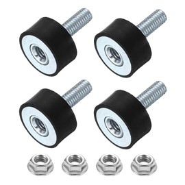 uxcell M6 Rubber Mounts, 4Pcs 20x10mm(DxH) Rubber Cylindrical Anti Vibration Isolator Shock Absorber with Lock Nut for Car Bobbin Generator Air Compressors