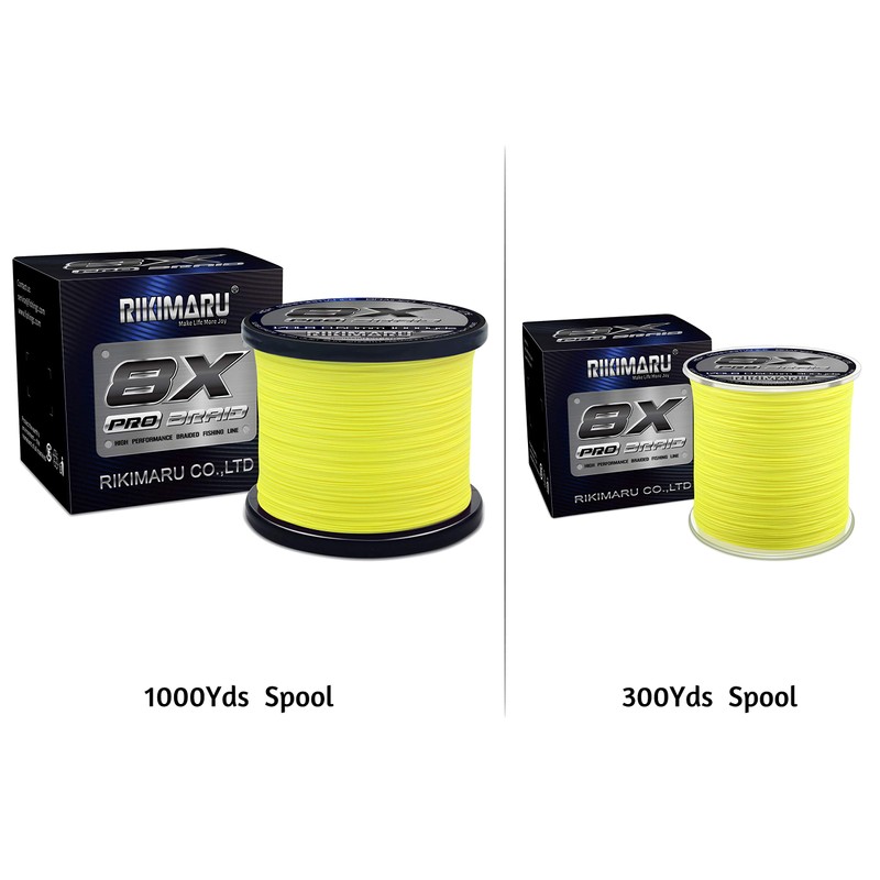 RIKIMARU Braid Pro 8X (Lemon Yellow, 130LB(0.55mm)-1000Yds)