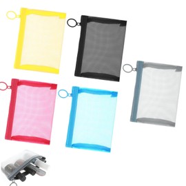 Aetomtins 5 Pcs Mesh Zipper Pouch Bags, Small Makeup Bag for Purse Mini Zipper Mesh Bags Cosmetic Travel Toiletry Bag for Daily Toiletries Office Supplies Purse, Lipstick, Keys, Earphone, Bank Cards