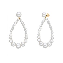 Valero Pearls Women's Pearl Earrings 925 Sterling Silver Yellow Gold-Plated 14 Carat with Potato/Button Freshwater Cultured Pearl 1.0-4.5 mm Earrings, Silver