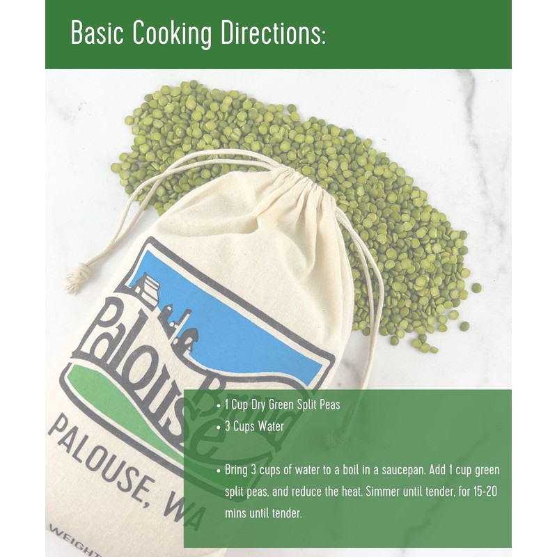 Palouse Brand Green Split Peas 3 lbs Drawstring Bag