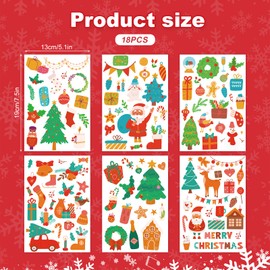18 Pcs Christmas Stickers, Winter Stickers for Kids Cute Xmas Crafts Stickers Christmas Tree Christmas Stockings Santa Claus Stickers Holiday Cards Stickers for Christmas Gifts Party Decor Favors