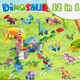 Kids Dinosaur Mini Building Blocks Dinosaur Building Sets for Kids 12 in 1 Micro Building Sets Boys Dinosaur Educational Toy Bricks Children DIY Blocks Gifts Child Dinosaur Toys for Boys Age 7 Year +