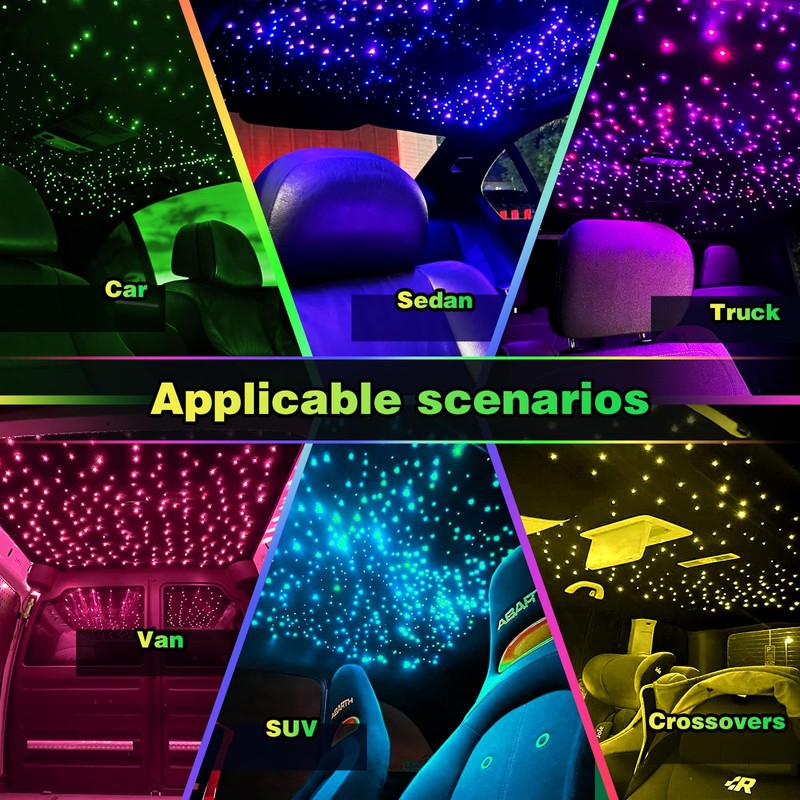 Brivulgent Split Starlight Headliner Kit, 600 Pieces, 0.03-inch RGBW Stars,