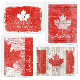 Patriotic Blank All Occasion Greeting Cards / 24 Canadian Flag Freedom Note Cards With White Envelopes / 4 7/8" x 3 1/2" Cards/Made In Canada