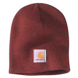 Carhartt Men's Knit Beanie, Chili Pepper/Dark Brown Marl, OFA