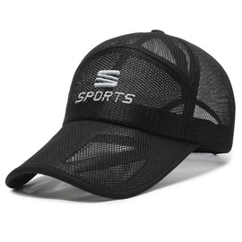 YAMEE Baseball Cap Unisex Summer Mesh Baseball Cap Men's Light Breathable Summer Hat Women's Sun Protection Sports Hat Men Adjustable Sun Hat Men Women Outdoor, black