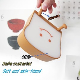 Cute Night Light Toast Bread LED Night lamp with USB Rechargeable,Dimmable Bread Night Lamp with Phone Holder, Portable Bedroom Bedside lamp Gifts Ideas for Baby Friends Teens Girls Boys Women (Sleep)