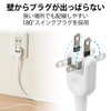 ELECOM Power Strip, Lightning Guard, Swing Plug, 4 Outlets, 3.3