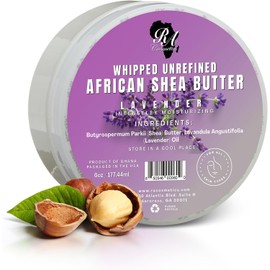 RA COSMETICS- Manteca de karité batida con lavanda – 6 oz Manteca de karité africana 100% pura y natural para hombres y mujeres - Ult