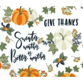 Fall Throw Blanket: Colorful Autumn Harvest Time Saying and Pumpkin Print on Soft White Velvet Fleece for Sofa Bed Couch Chair or Dorm