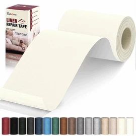 Cahomo Linen Repair Tape 4x79 inch, Self Adhesive Fabric Patches, Linen Patch Tape Kit, Fabric Repair Tape for Couch Sofas, Headboards, Chairs, Pillows, Curtains, Couches - Beige White