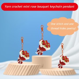 Simplines Crochet Charms,Crochet Flowers,Crochet Keychain,Rose Keychain,Suitable For Schoolbag Pendant,Key Chain Pendant