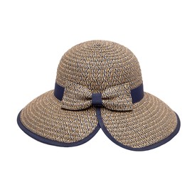 San Diego Hat Company Women's Sun Brim Bow at Back and Contrast Edging, Navy, One Size