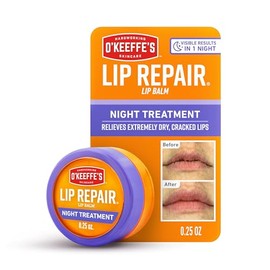 O'Keeffe's Bálsamo labial de tratamiento nocturno para reparación de labios, tarro de 0.25 onzas, paquete de 1